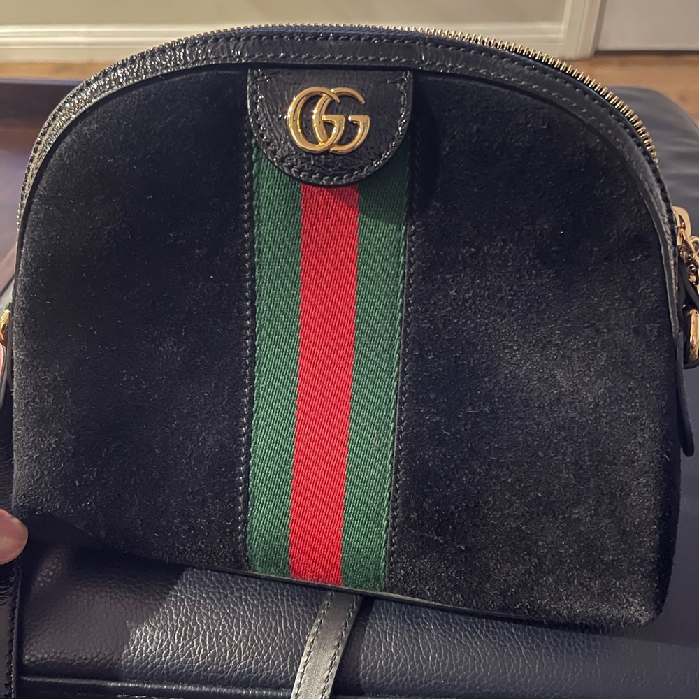 Gucci Borsa Dragoni Suede Satchel Bag
(Black)